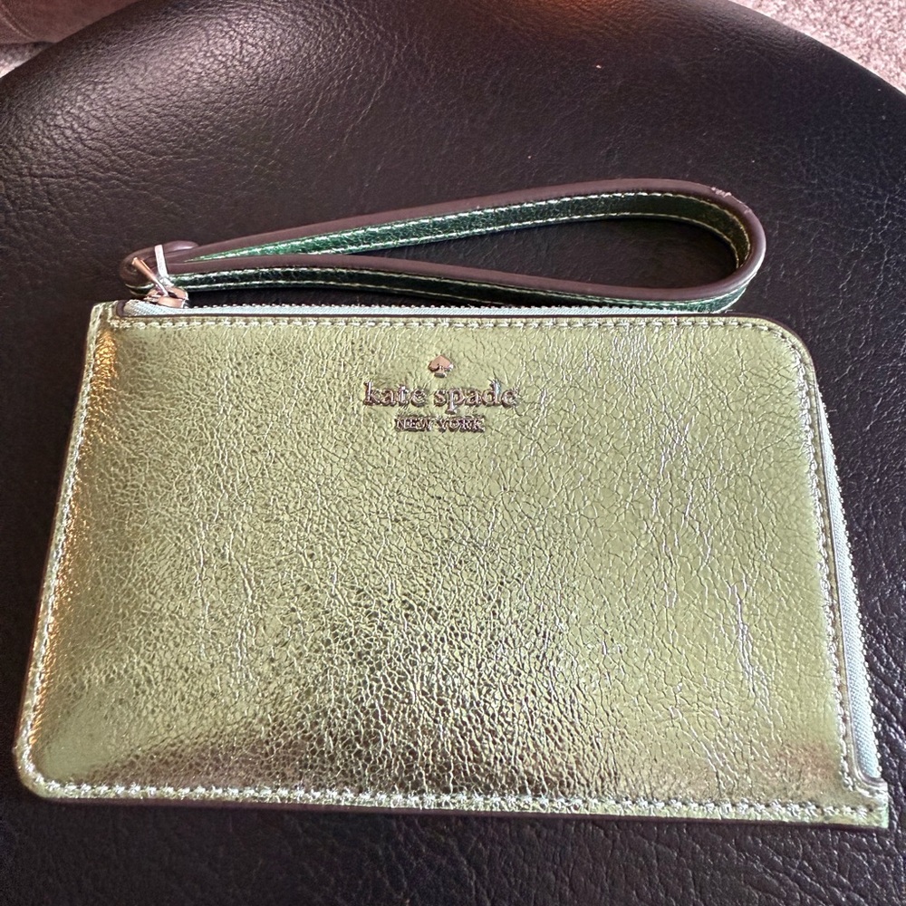 Kate Spade Metallic Green Wristlet